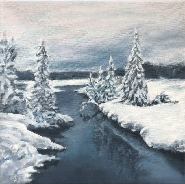 Vinter, olje på lerret. Knut Gangåssæter